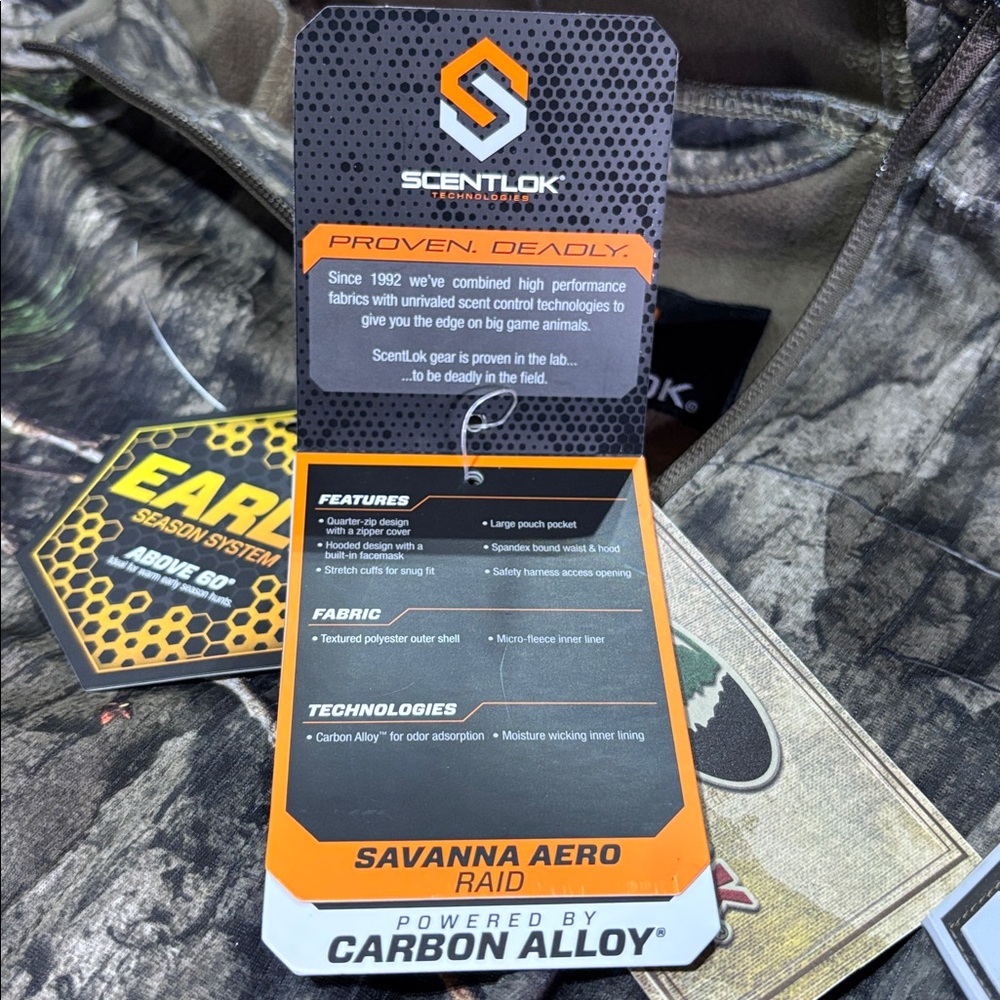 SCENTLOK Savanna Aero Raid MO Country DNA,Carbon Alloy,Early Season 1/4 zip Camo - Picture 13 of 16